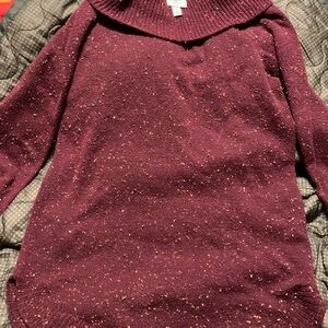 Burgundy/Maroon Long Turtleneck Sweater Academia style. Sz M, Ivy League
